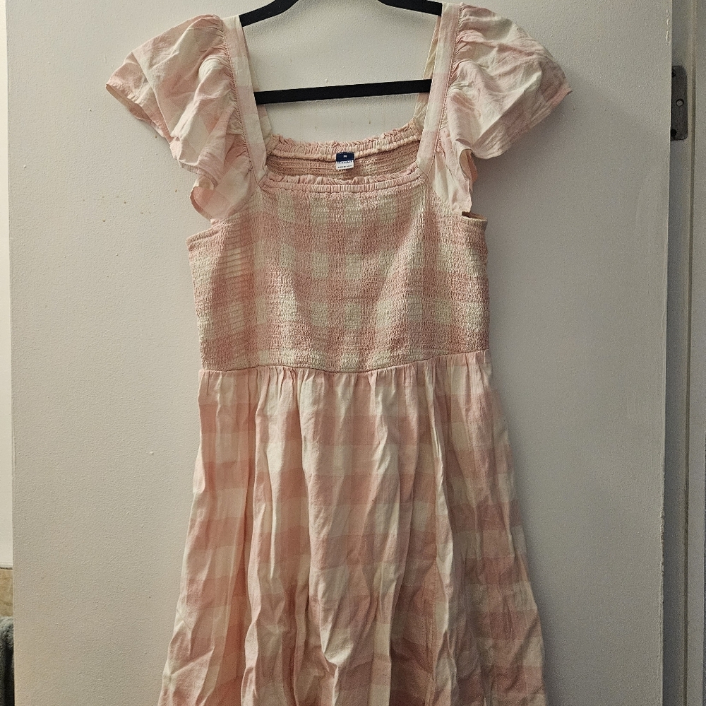 Old Navy Pink Gingham Smock Dress
